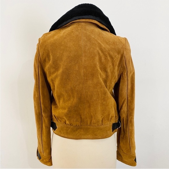 Maje genuine suede leather aviator jacket with removable collar BLOGGER FAVORITE - Picture 9 of 12